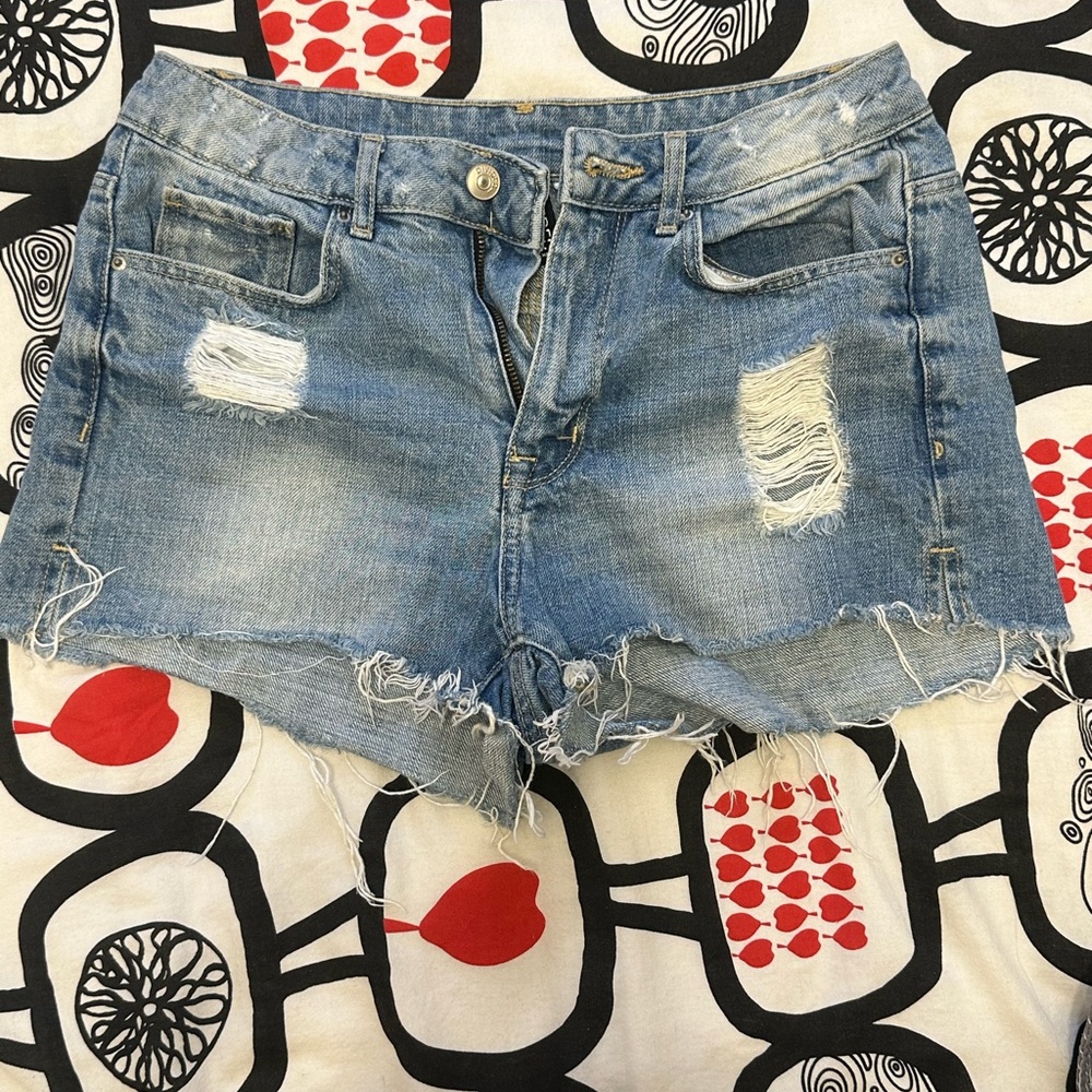 High rise denim shorts